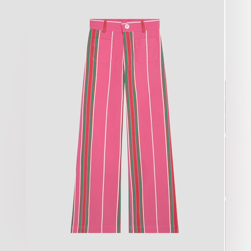La Veste High Waist Straight Leg Striped Women's Pants XL/Size 8 NWT Retail $235